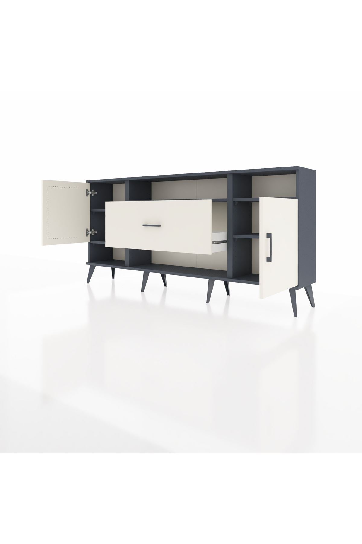 Arges Konsol 5 Raflı Tek Çekmeceli 2 Kapaklı 176x30x83 - S148M023V13A
