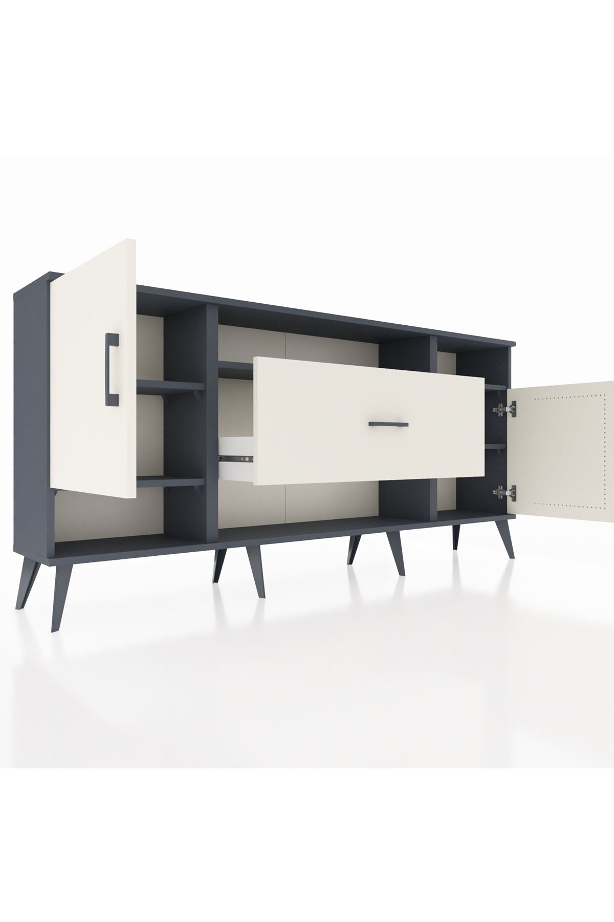 Arges Konsol 5 Raflı Tek Çekmeceli 2 Kapaklı 176x30x83 - S148M023V13A