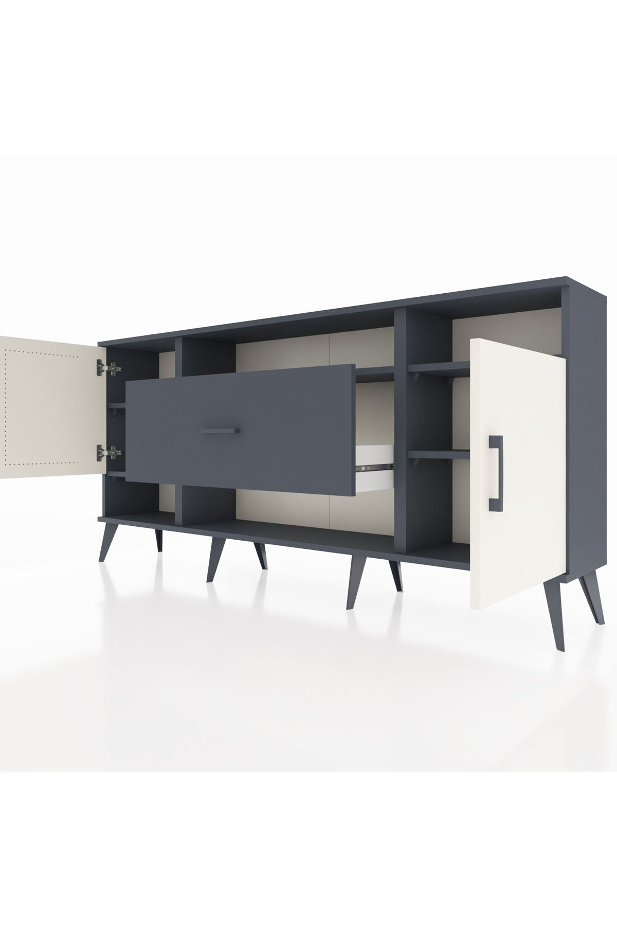 Arges Konsol 5 Raflı Tek Çekmeceli 2 Kapaklı 176x30x83 - S148M023V14A