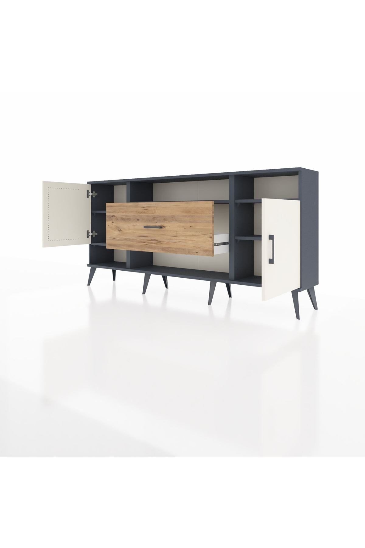 Arges Konsol 5 Raflı Tek Çekmeceli 2 Kapaklı 176x30x83 - S148M023V15A