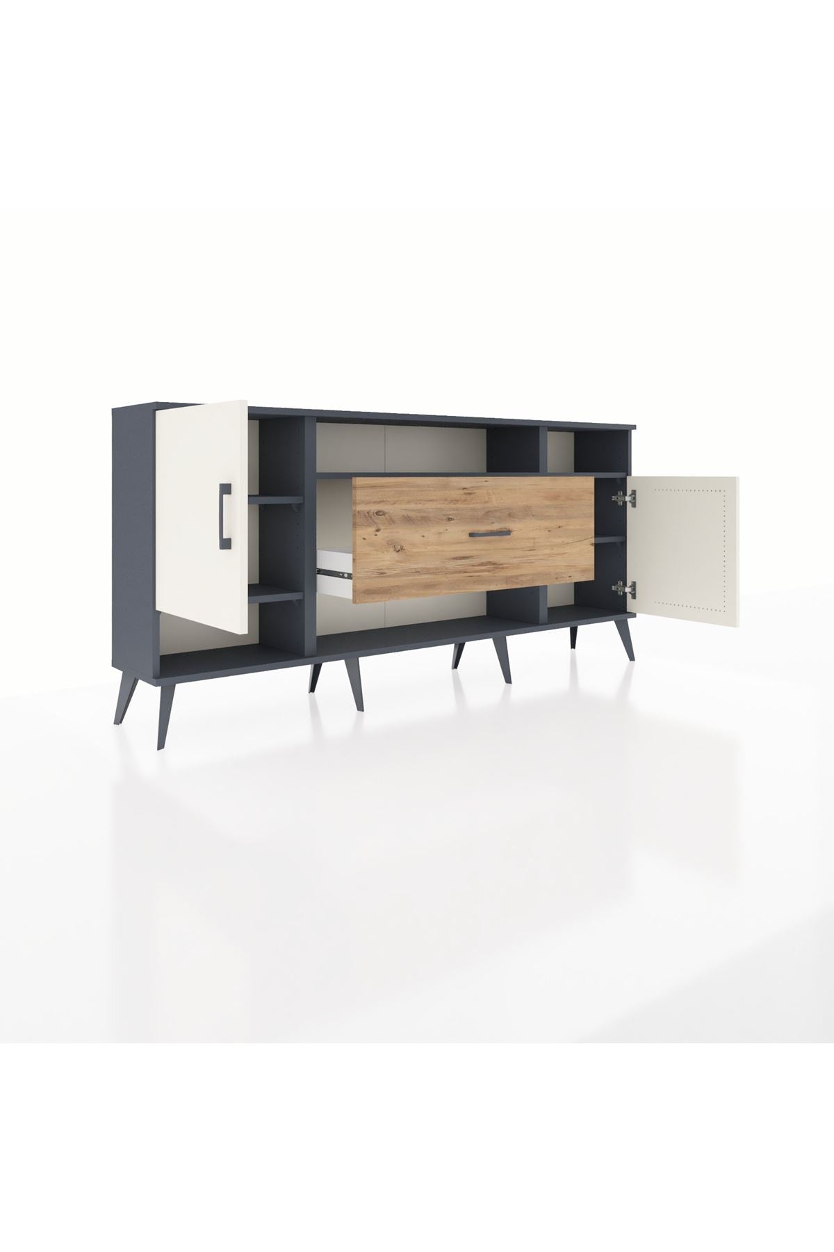 Arges Konsol 5 Raflı Tek Çekmeceli 2 Kapaklı 176x30x83 - S148M023V15A