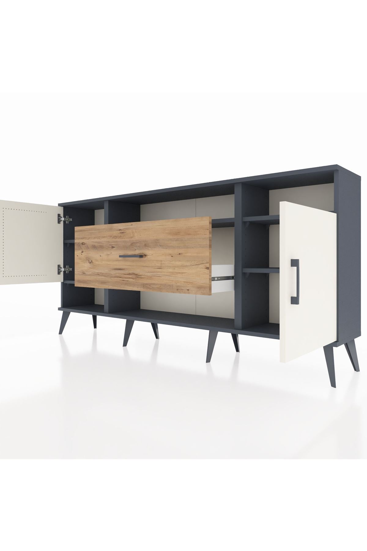Arges Konsol 5 Raflı Tek Çekmeceli 2 Kapaklı 176x30x83 - S148M023V15A
