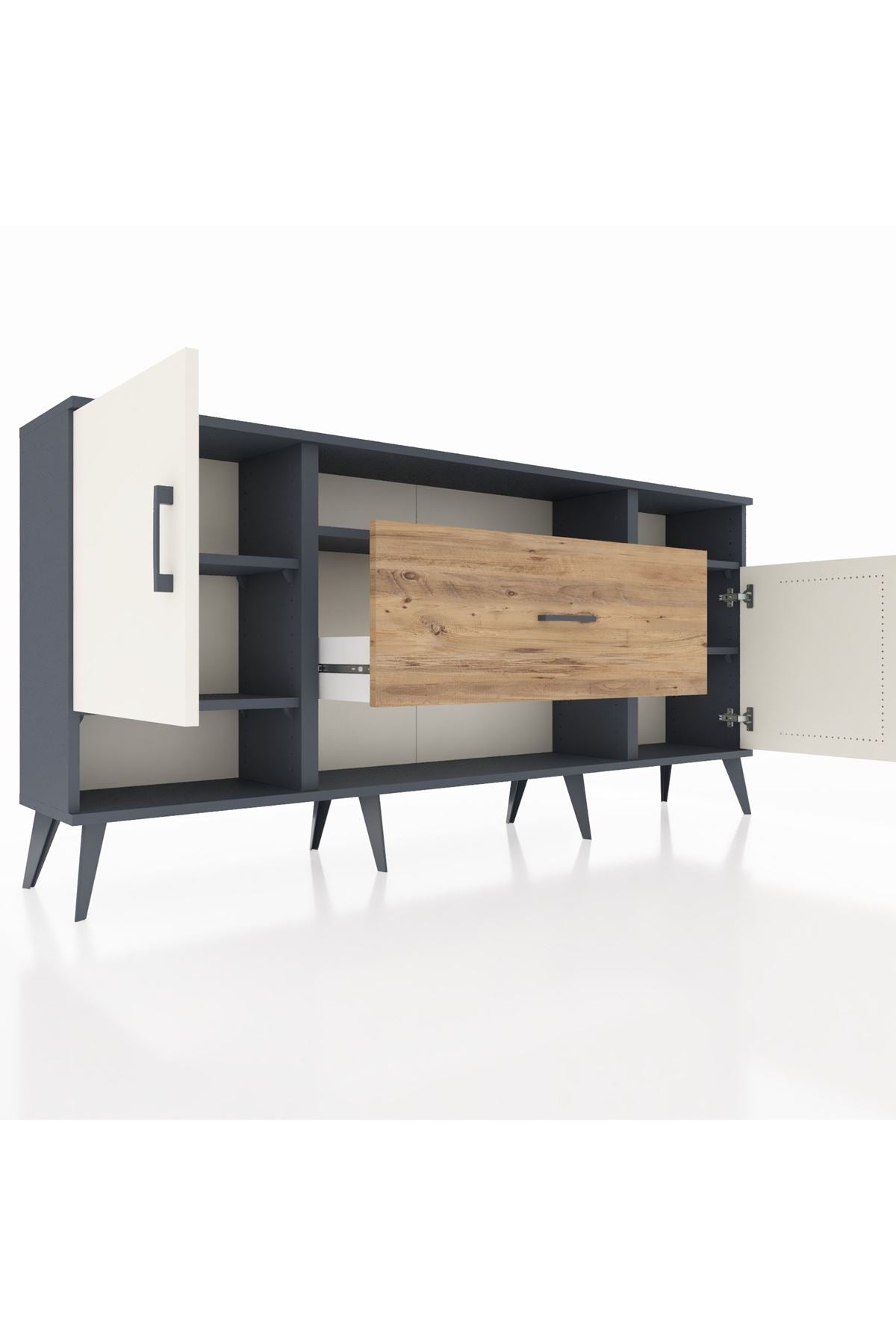 Arges Konsol 5 Raflı Tek Çekmeceli 2 Kapaklı 176x30x83 - S148M023V15A