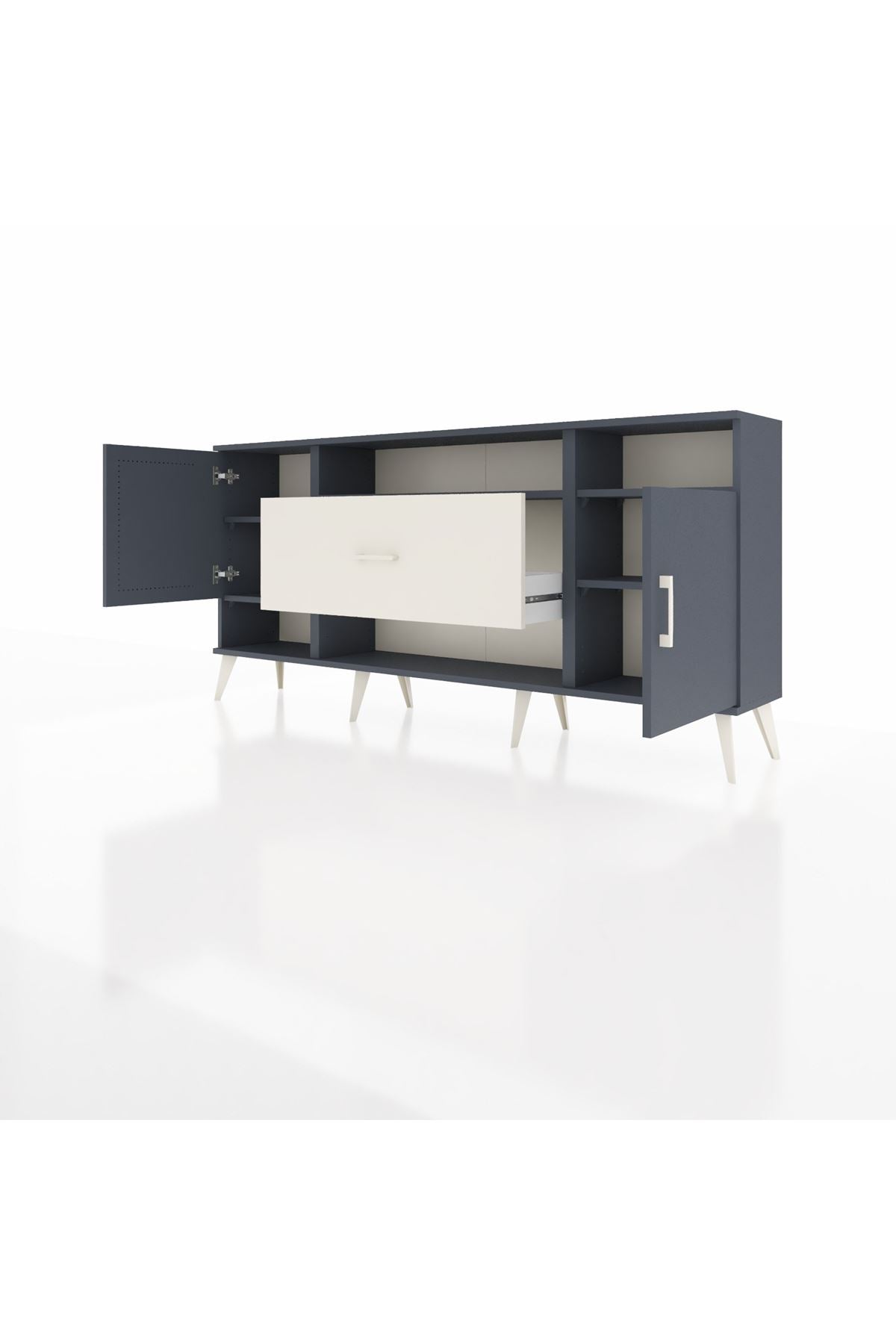 Arges Konsol 5 Raflı Tek Çekmeceli 2 Kapaklı 176x30x83 - S148M023V16A