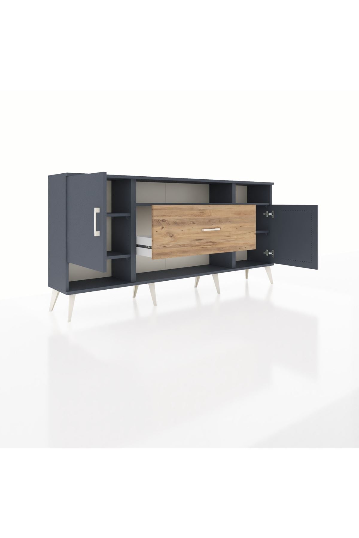 Arges Konsol 5 Raflı Tek Çekmeceli 2 Kapaklı 176x30x83 - S148M023V18A