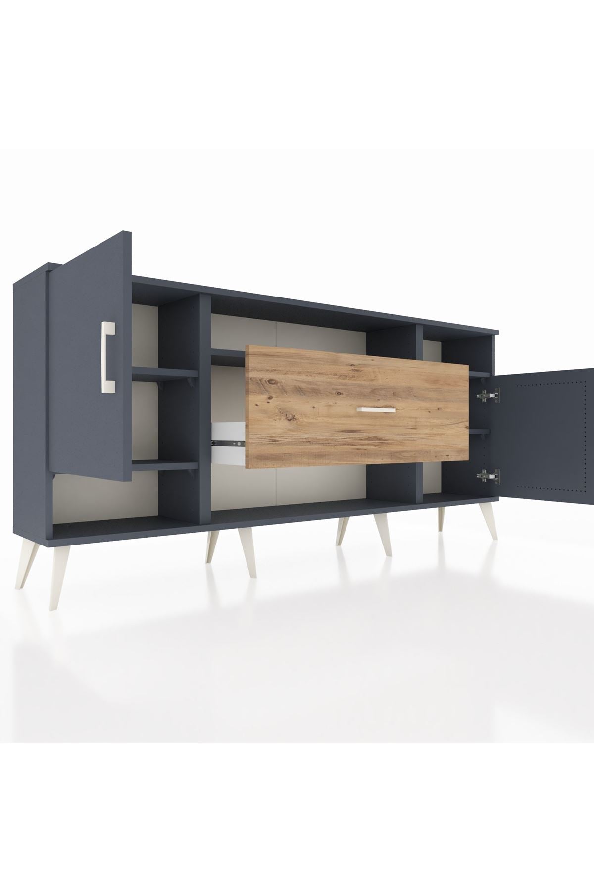 Arges Konsol 5 Raflı Tek Çekmeceli 2 Kapaklı 176x30x83 - S148M023V18A