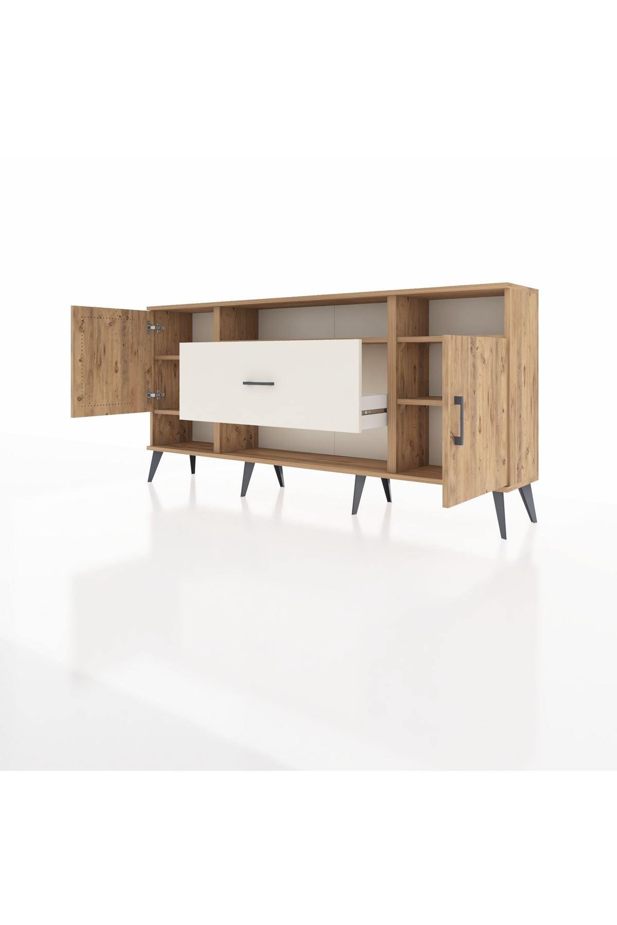 Arges Konsol 5 Raflı Tek Çekmeceli 2 Kapaklı 176x30x83 - S148M023V19A