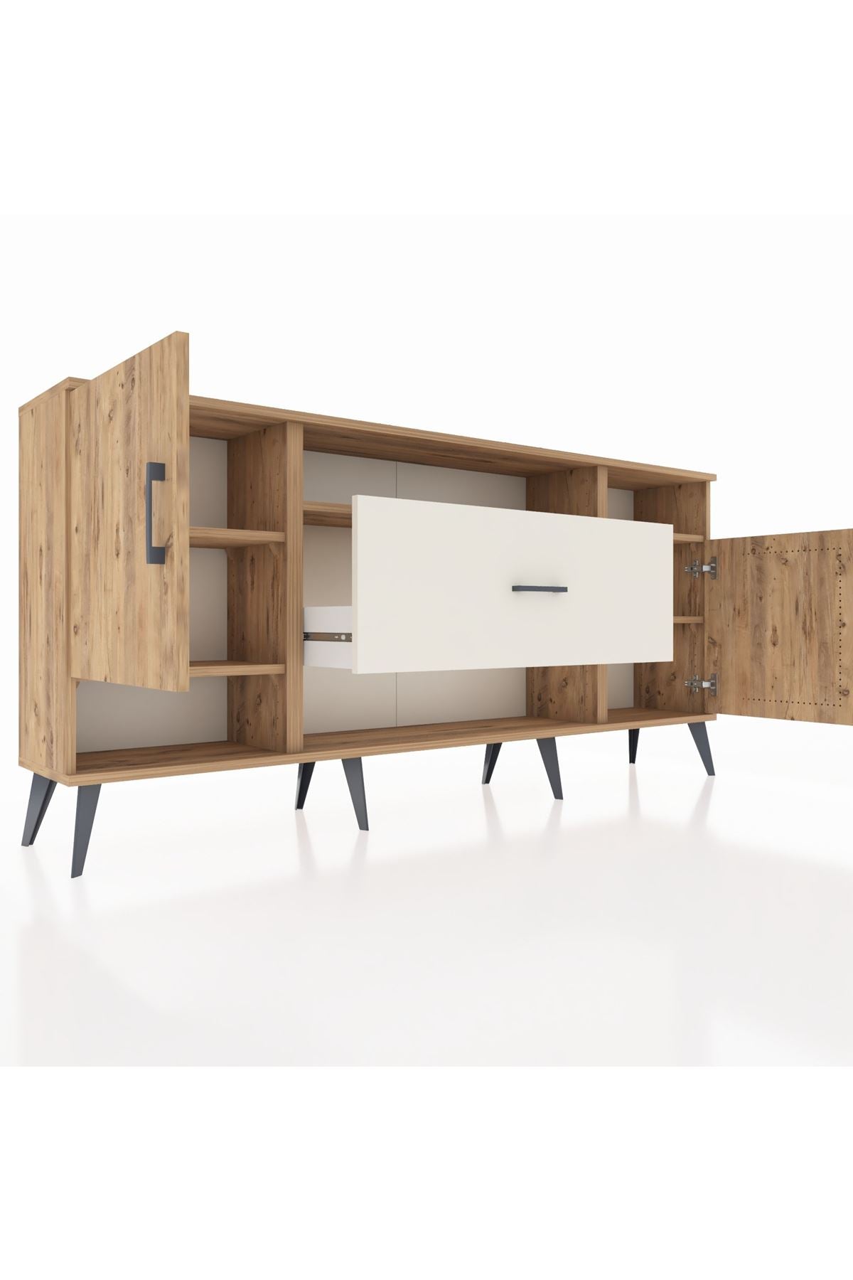 Arges Konsol 5 Raflı Tek Çekmeceli 2 Kapaklı 176x30x83 - S148M023V19A