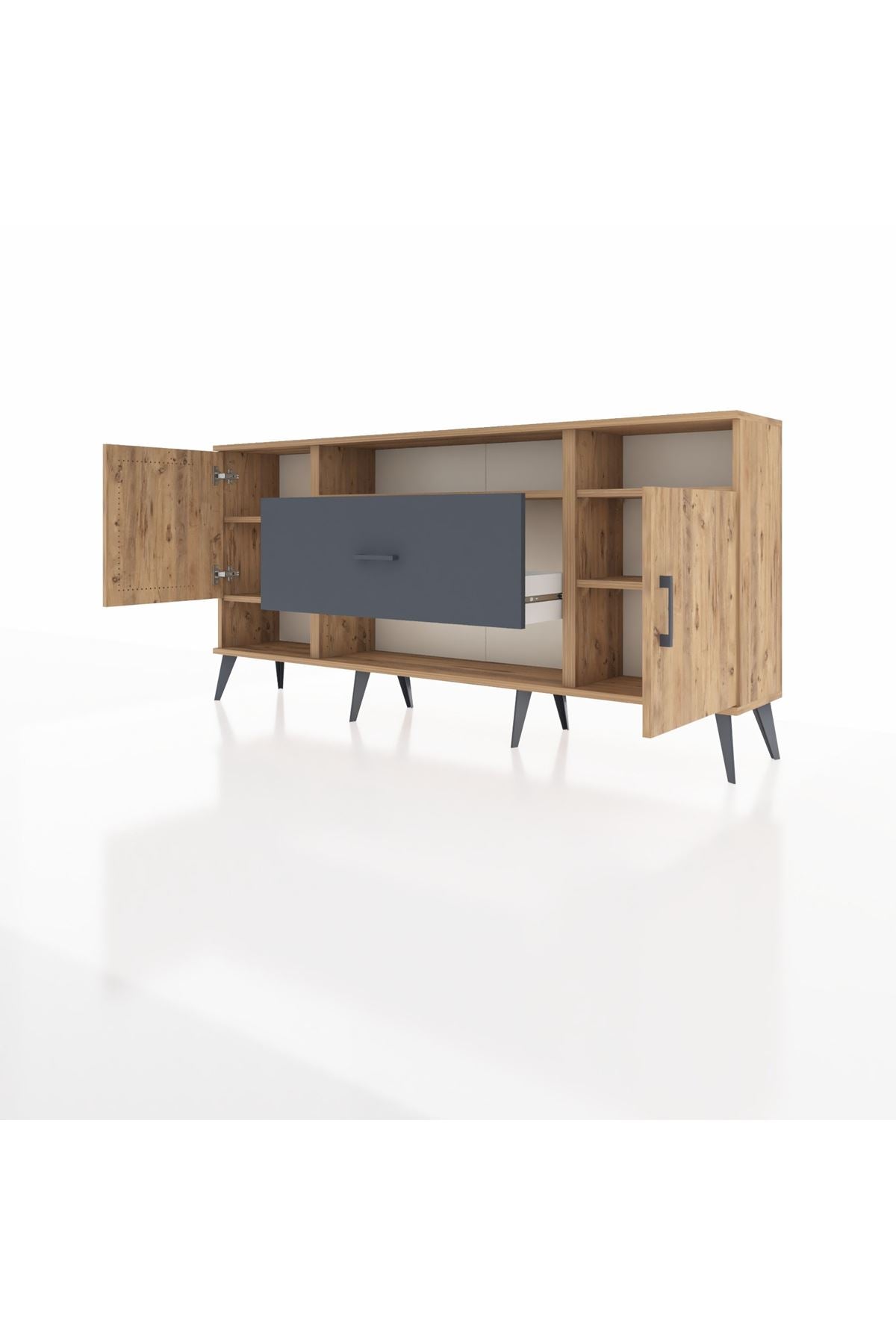 Arges Konsol 5 Raflı Tek Çekmeceli 2 Kapaklı 176x30x83 - S148M023V20A