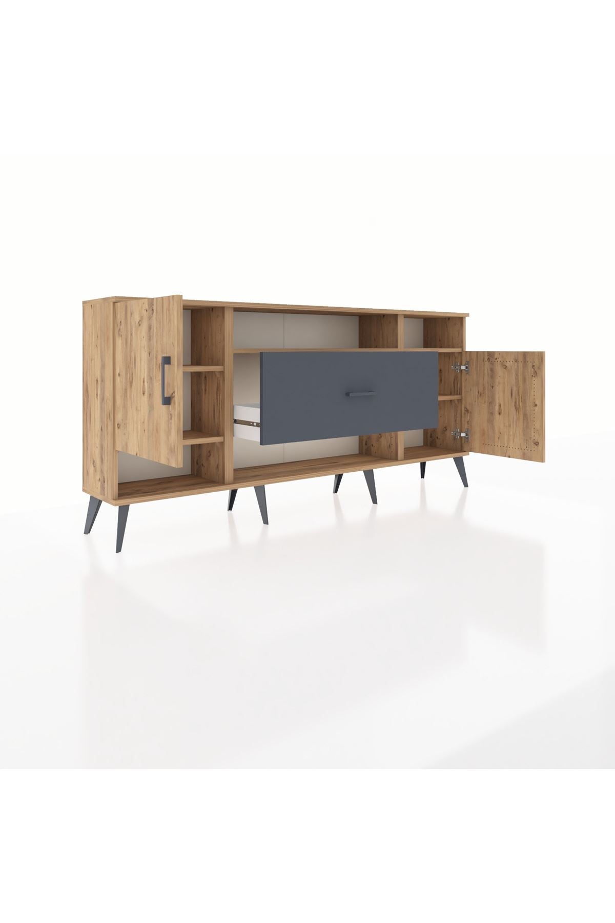 Arges Konsol 5 Raflı Tek Çekmeceli 2 Kapaklı 176x30x83 - S148M023V20A