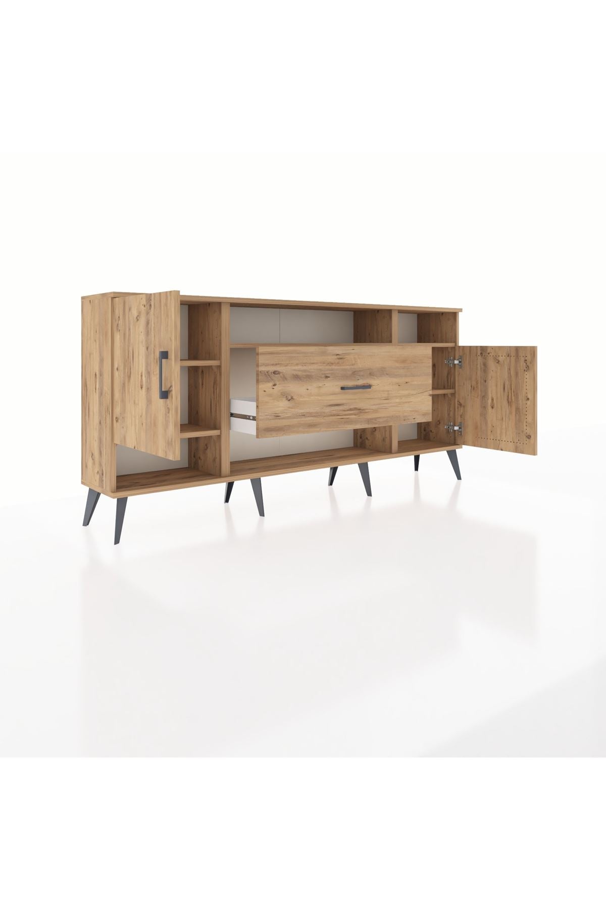 Arges Konsol 5 Raflı Tek Çekmeceli 2 Kapaklı 176x30x83 - S148M023V21A