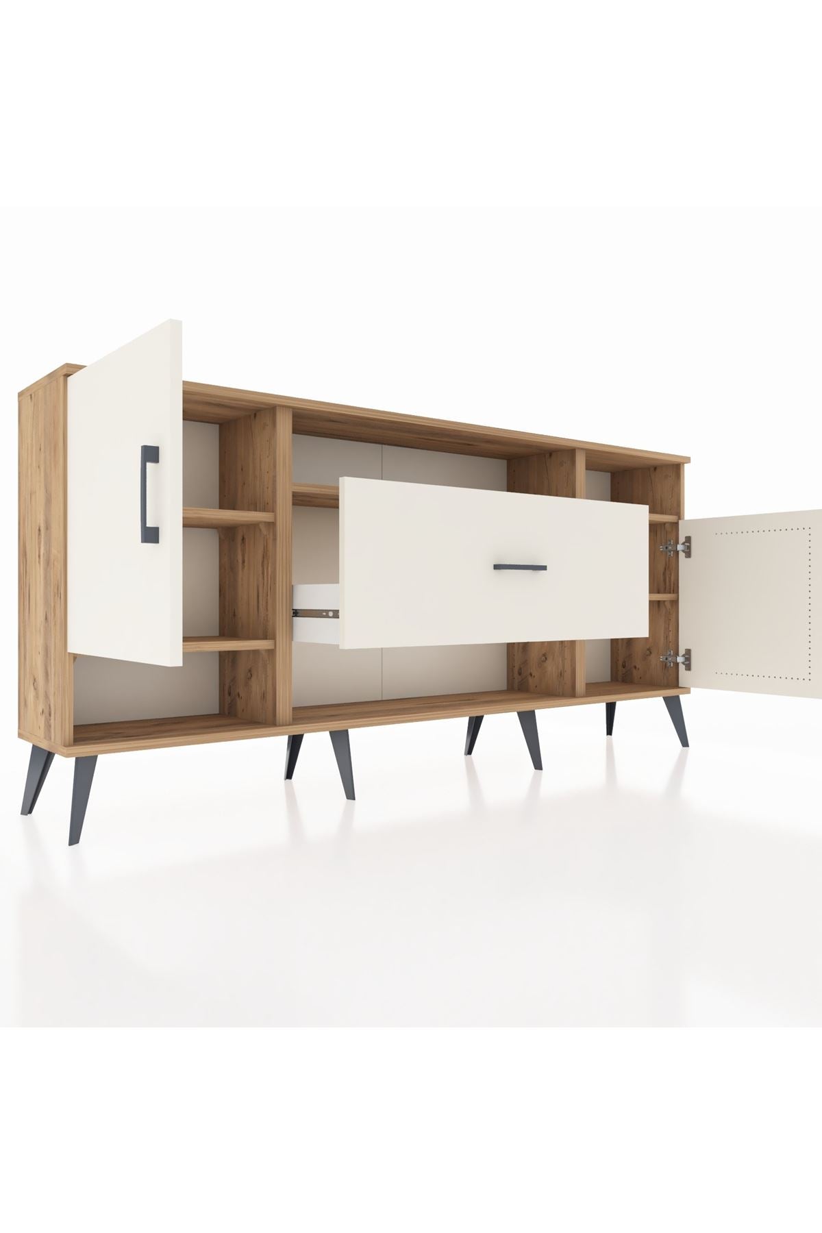 Arges Konsol 5 Raflı Tek Çekmeceli 2 Kapaklı 176x30x83 - S148M023V22A