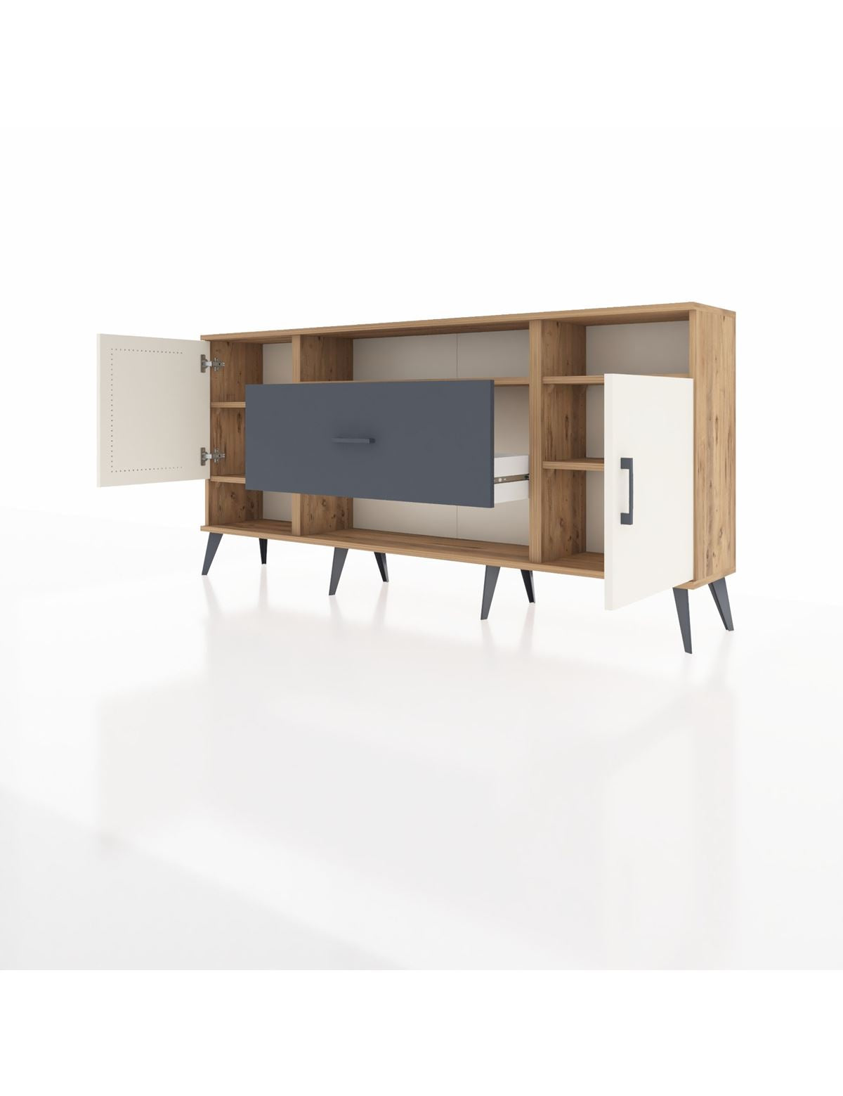 Arges Konsol 5 Raflı Tek Çekmeceli 2 Kapaklı 176x30x83 - S148M023V23A