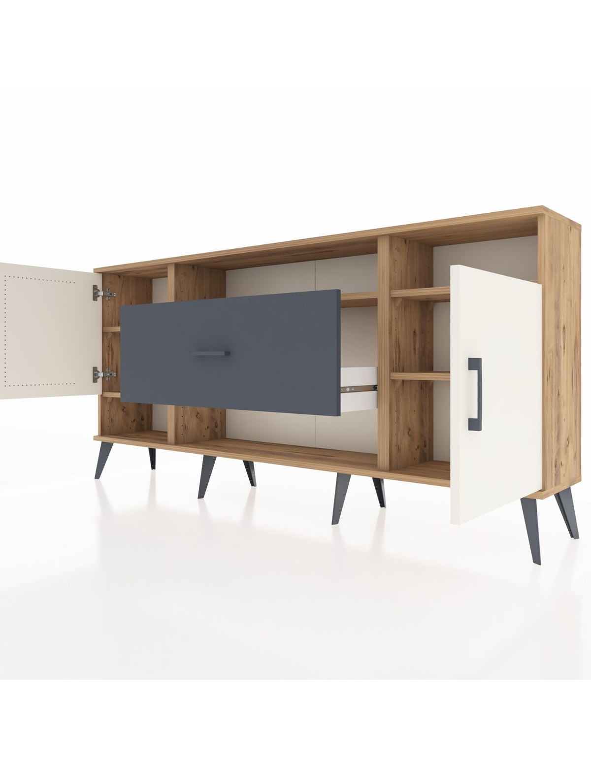 Arges Konsol 5 Raflı Tek Çekmeceli 2 Kapaklı 176x30x83 - S148M023V23A