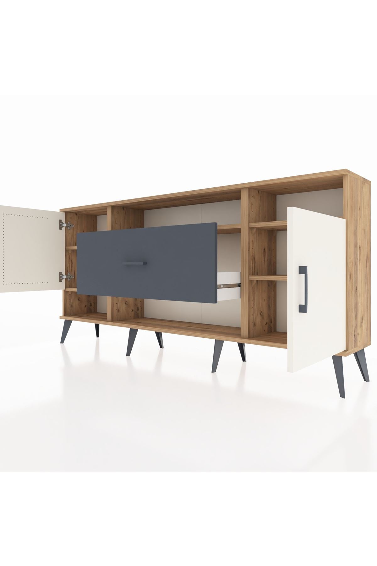 Arges Konsol 5 Raflı Tek Çekmeceli 2 Kapaklı 176x30x83 - S148M023V23A