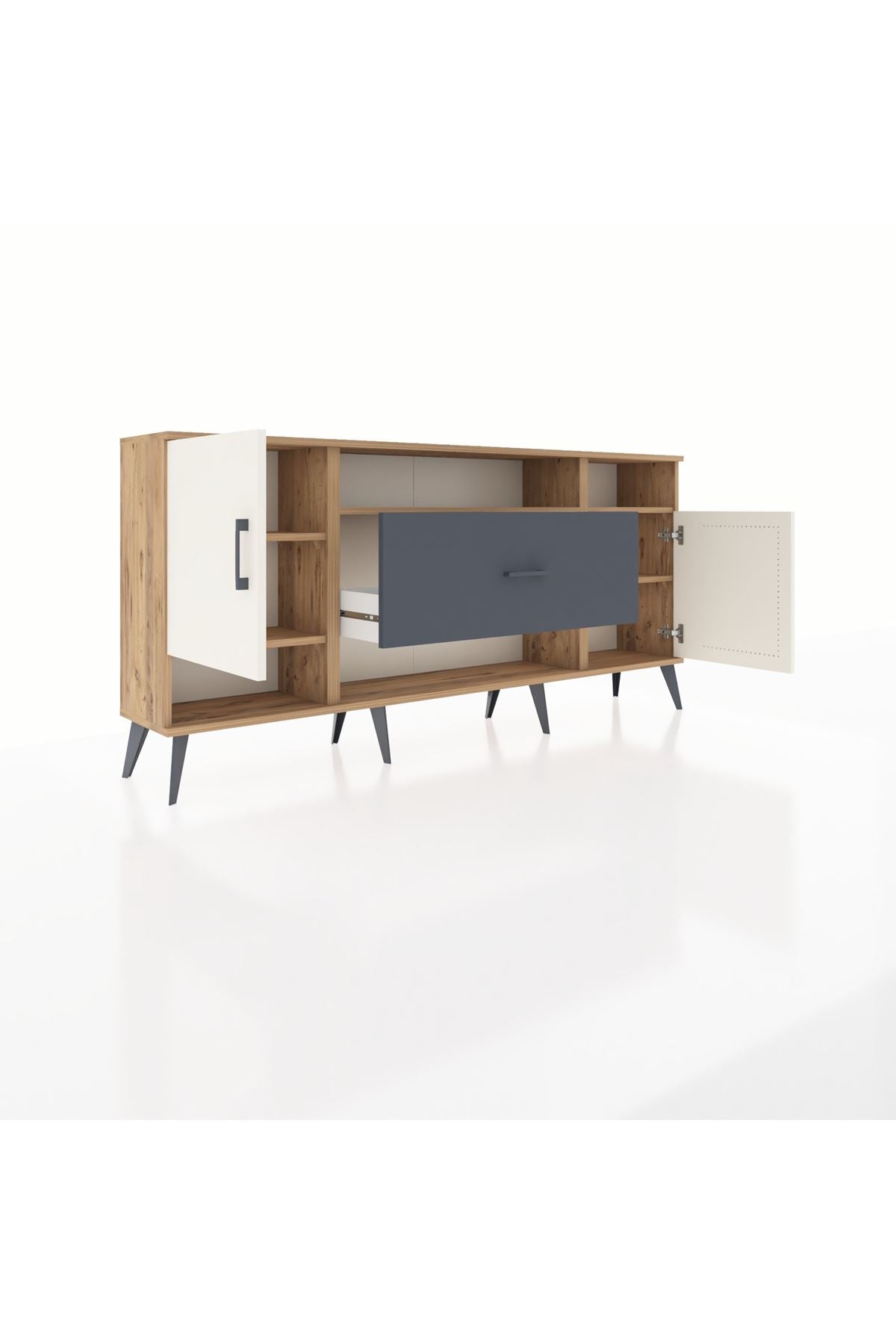 Arges Konsol 5 Raflı Tek Çekmeceli 2 Kapaklı 176x30x83 - S148M023V23A