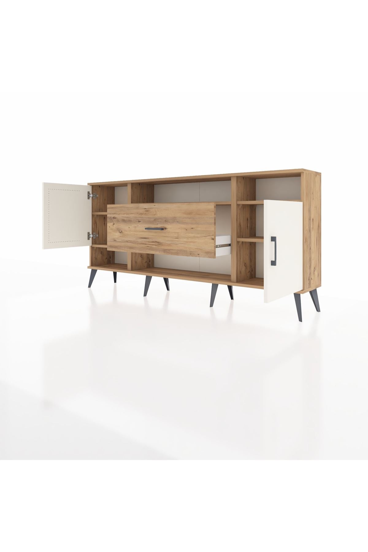 Arges Konsol 5 Raflı Tek Çekmeceli 2 Kapaklı 176x30x83 - S148M023V24A