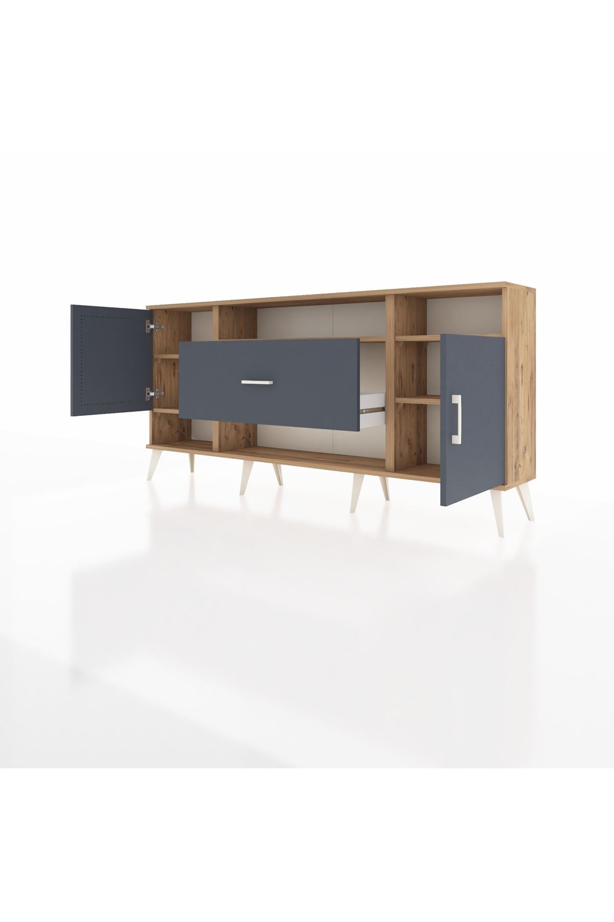 Arges Konsol 5 Raflı Tek Çekmeceli 2 Kapaklı 176x30x83 - S148M023V26A