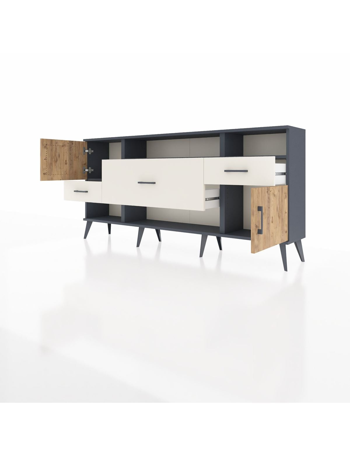 Arges Konsol 3 Raflı 3 Çekmeceli 2 Kapaklı 176x30x83 - S148M024V10A