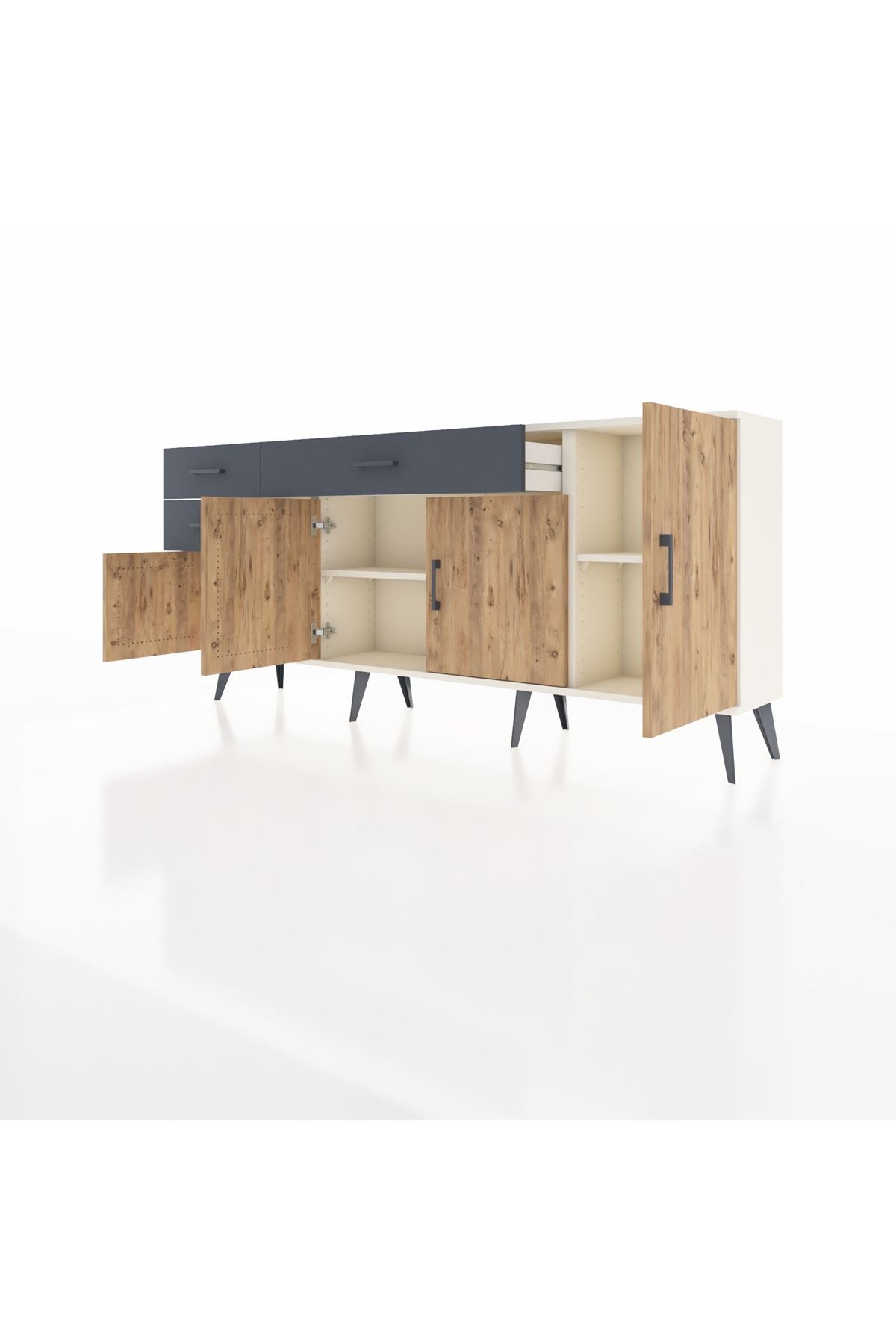 Arges Konsol 3 Raflı 3 Çekmeceli 4 Kapaklı 176x30x83 - S148M025V02A