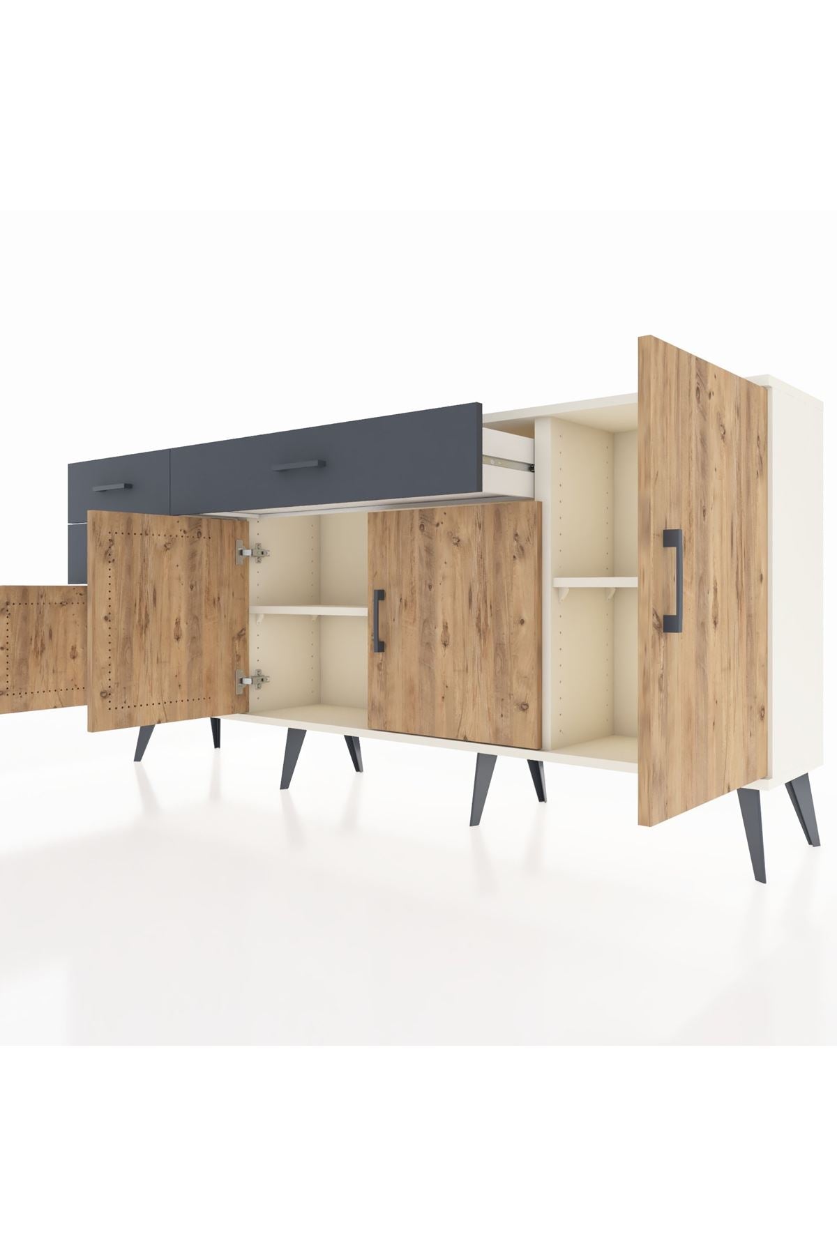 Arges Konsol 3 Raflı 3 Çekmeceli 4 Kapaklı 176x30x83 - S148M025V02A