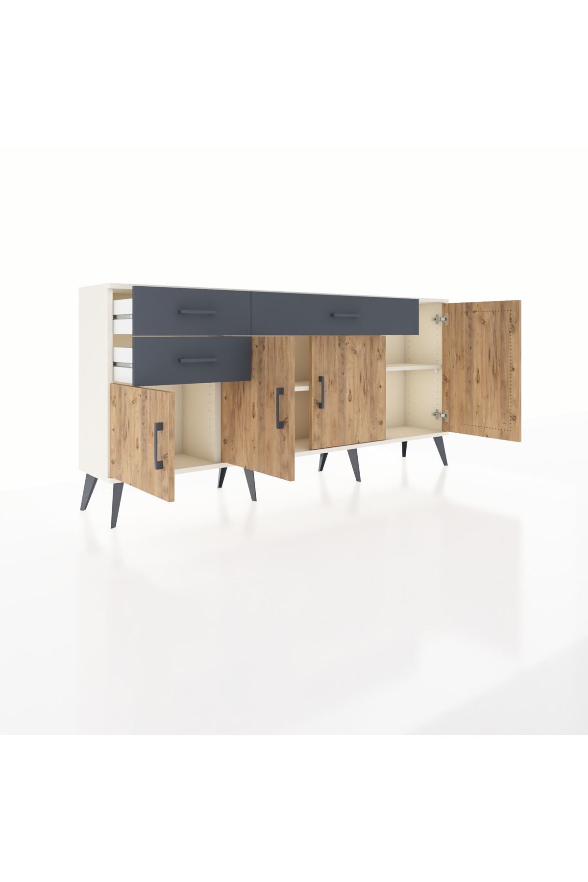 Arges Konsol 3 Raflı 3 Çekmeceli 4 Kapaklı 176x30x83 - S148M025V02A
