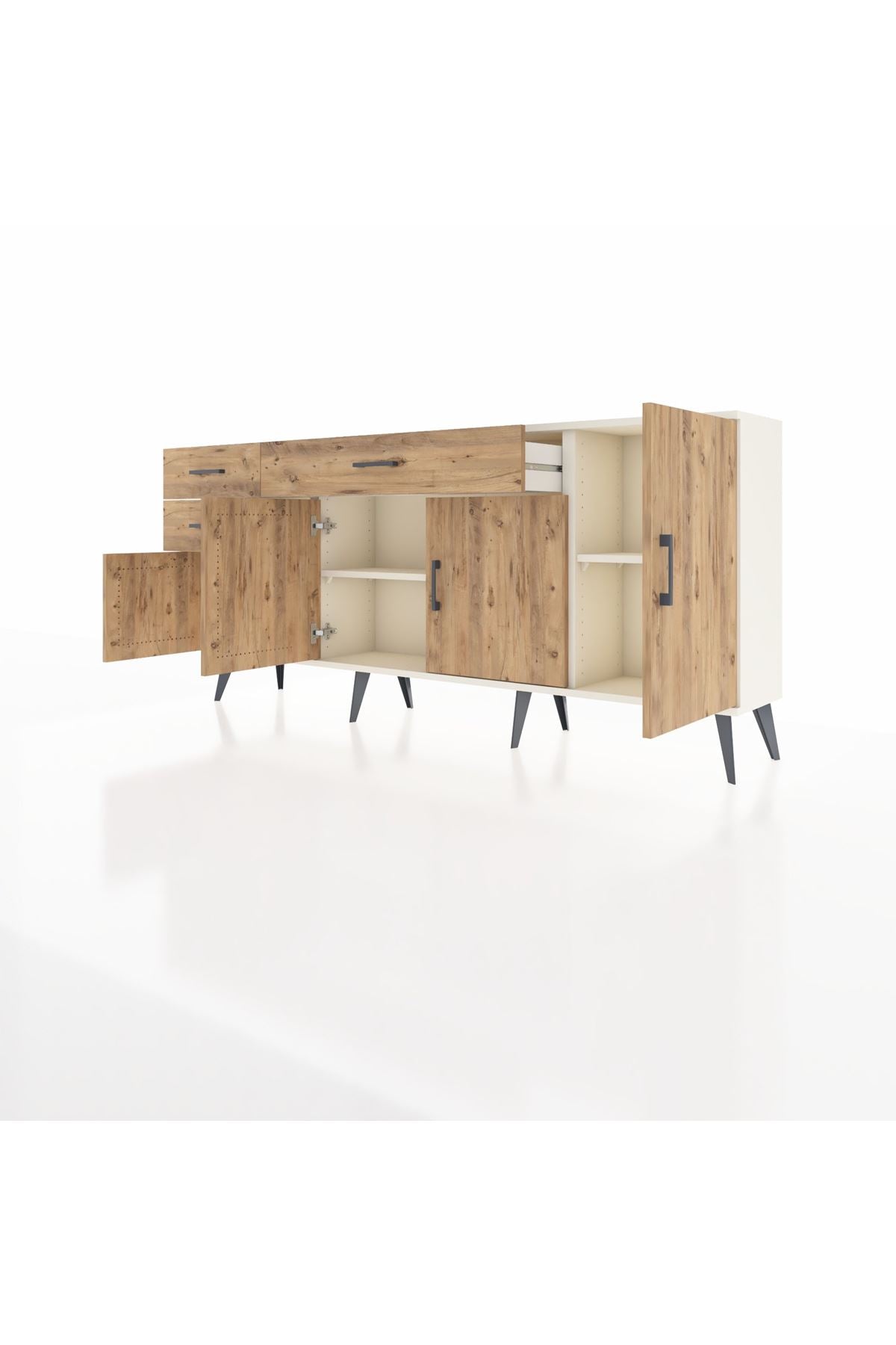 Arges Konsol 3 Raflı 3 Çekmeceli 4 Kapaklı 176x30x83 - S148M025V03A