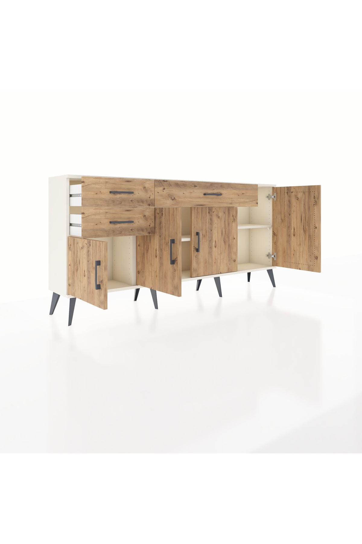 Arges Konsol 3 Raflı 3 Çekmeceli 4 Kapaklı 176x30x83 - S148M025V03A