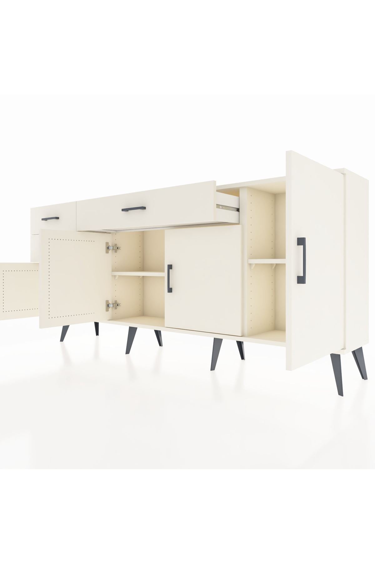 Arges Konsol 3 Raflı 3 Çekmeceli 4 Kapaklı 176x30x83 - S148M025V04A