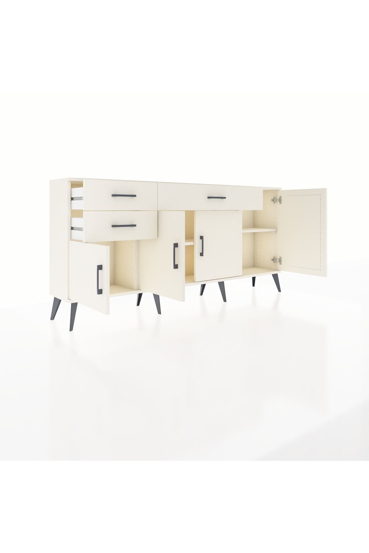 Arges Konsol 3 Raflı 3 Çekmeceli 4 Kapaklı 176x30x83 - S148M025V04A