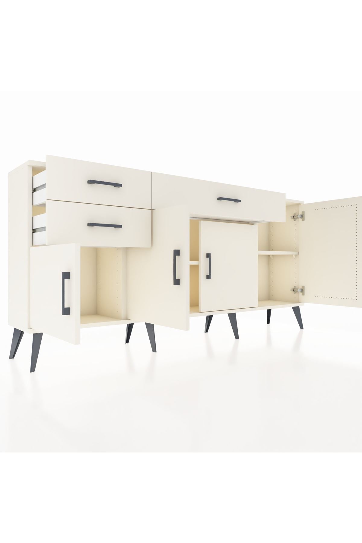 Arges Konsol 3 Raflı 3 Çekmeceli 4 Kapaklı 176x30x83 - S148M025V04A