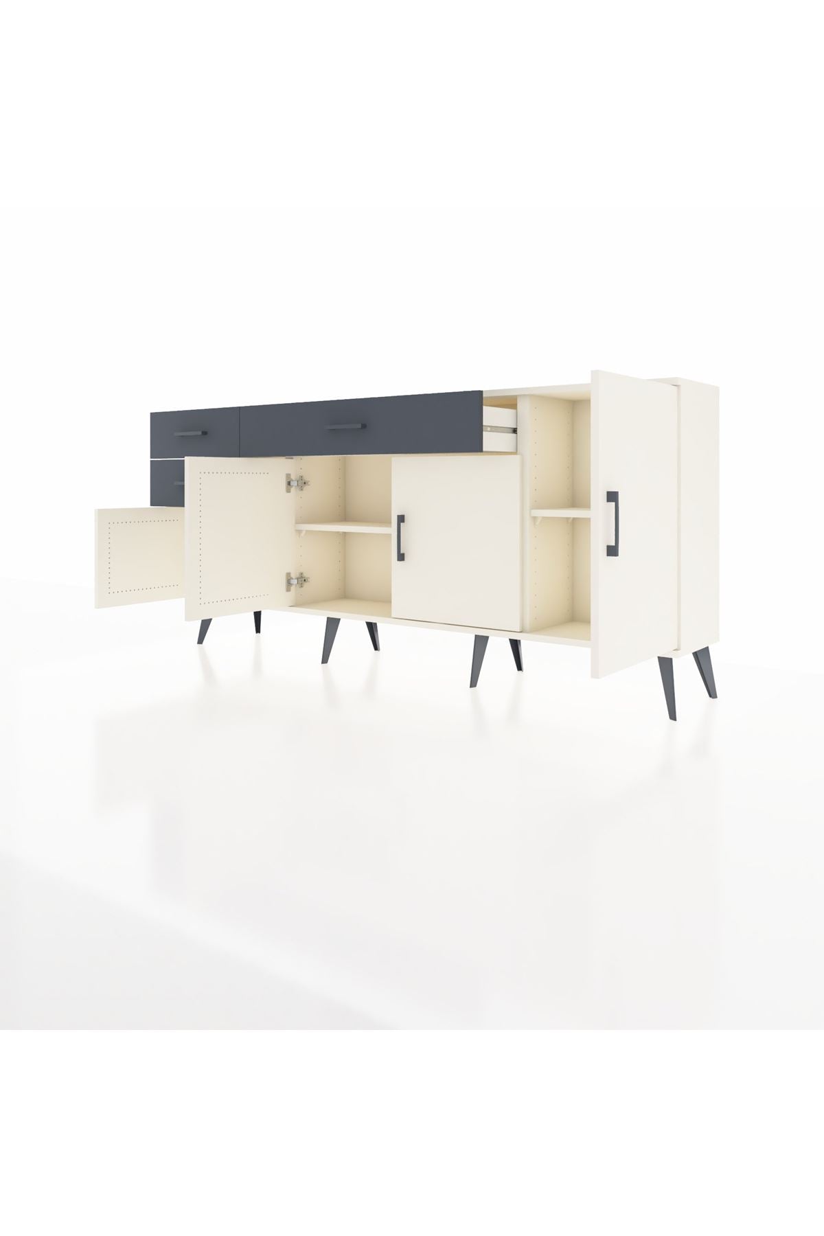 Arges Konsol 3 Raflı 3 Çekmeceli 4 Kapaklı 176x30x83 - S148M025V05A