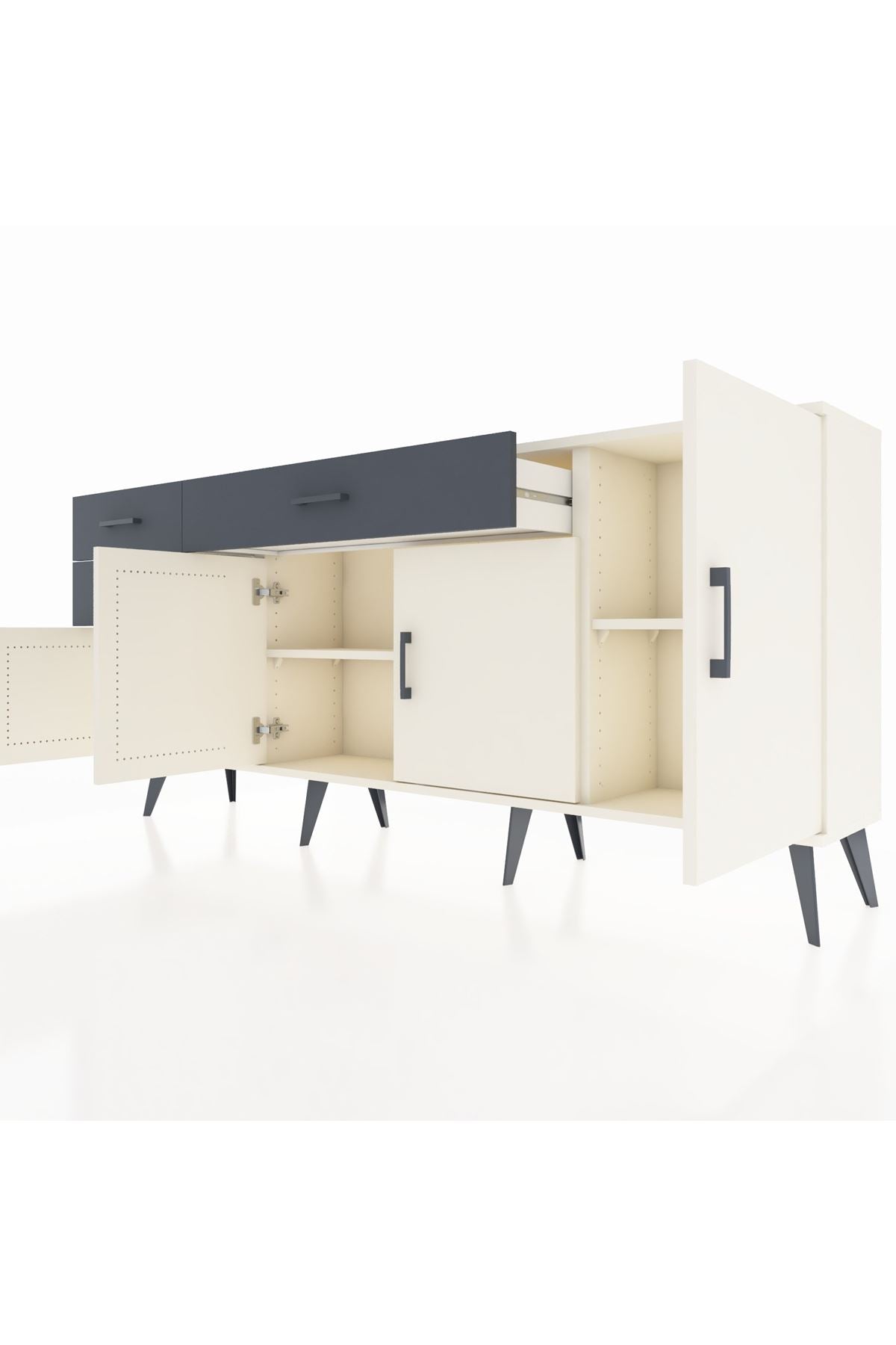 Arges Konsol 3 Raflı 3 Çekmeceli 4 Kapaklı 176x30x83 - S148M025V05A