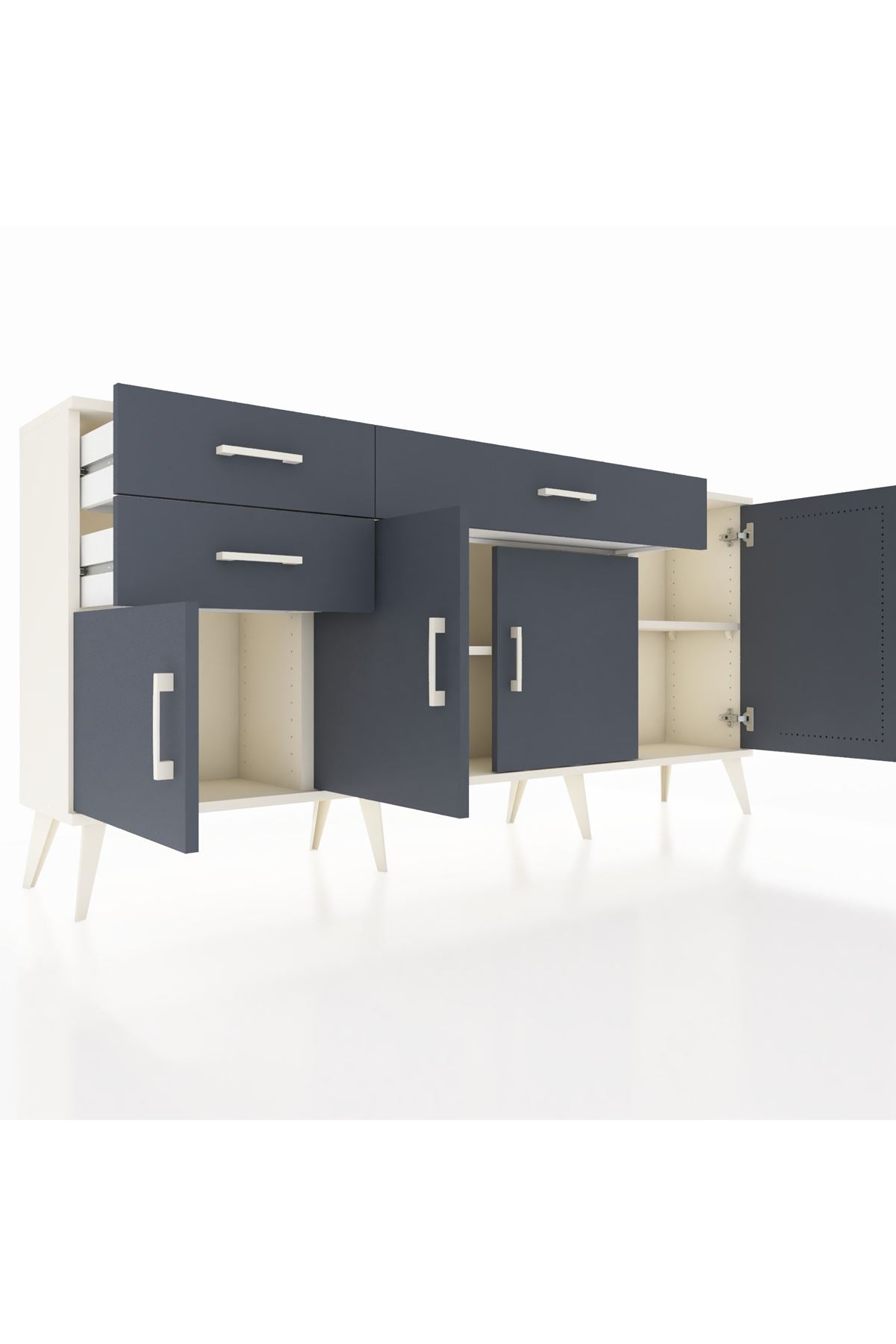 Arges Konsol 3 Raflı 3 Çekmeceli 4 Kapaklı 176x30x83 - S148M025V08A