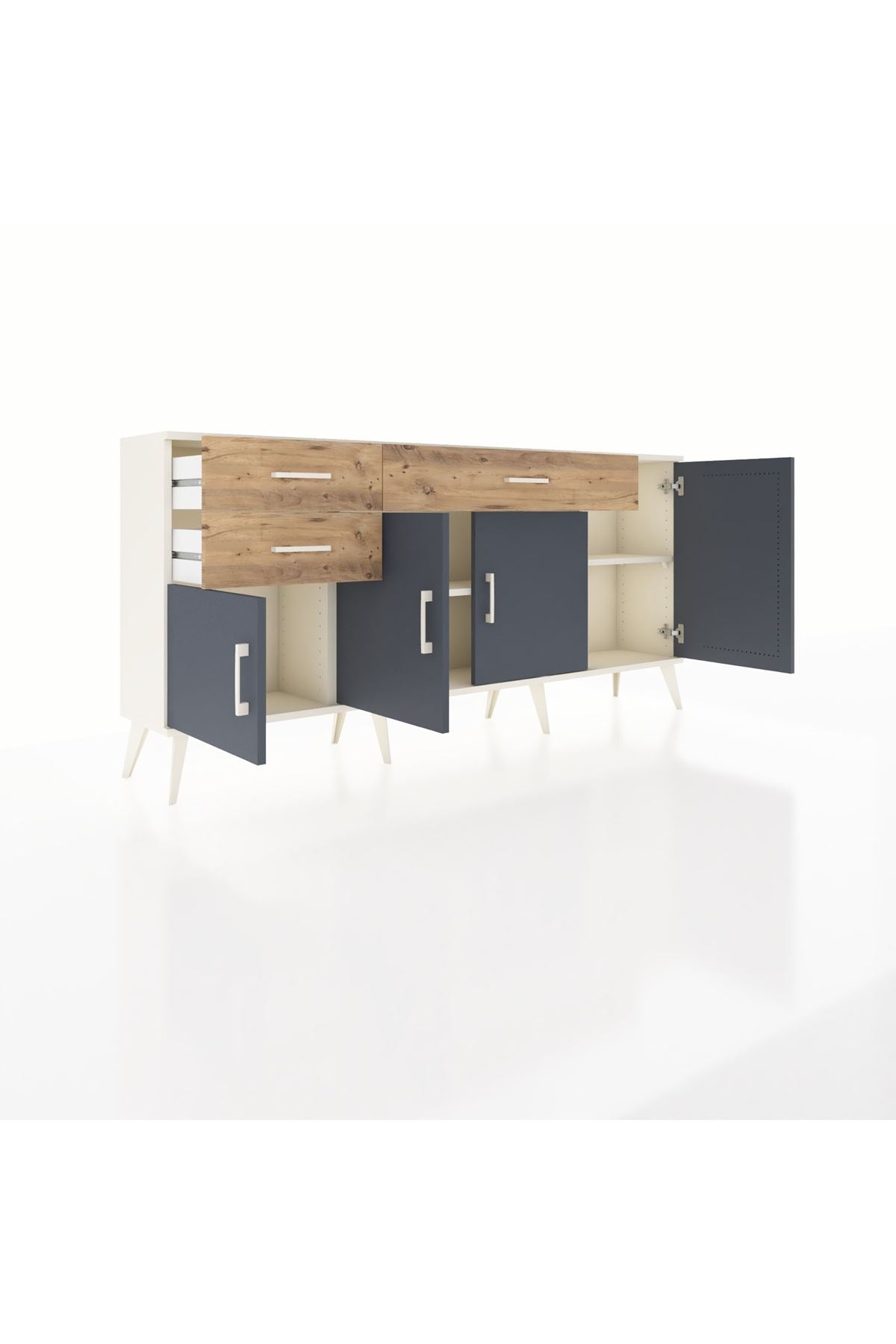 Arges Konsol 3 Raflı 3 Çekmeceli 4 Kapaklı 176x30x83 - S148M025V09A