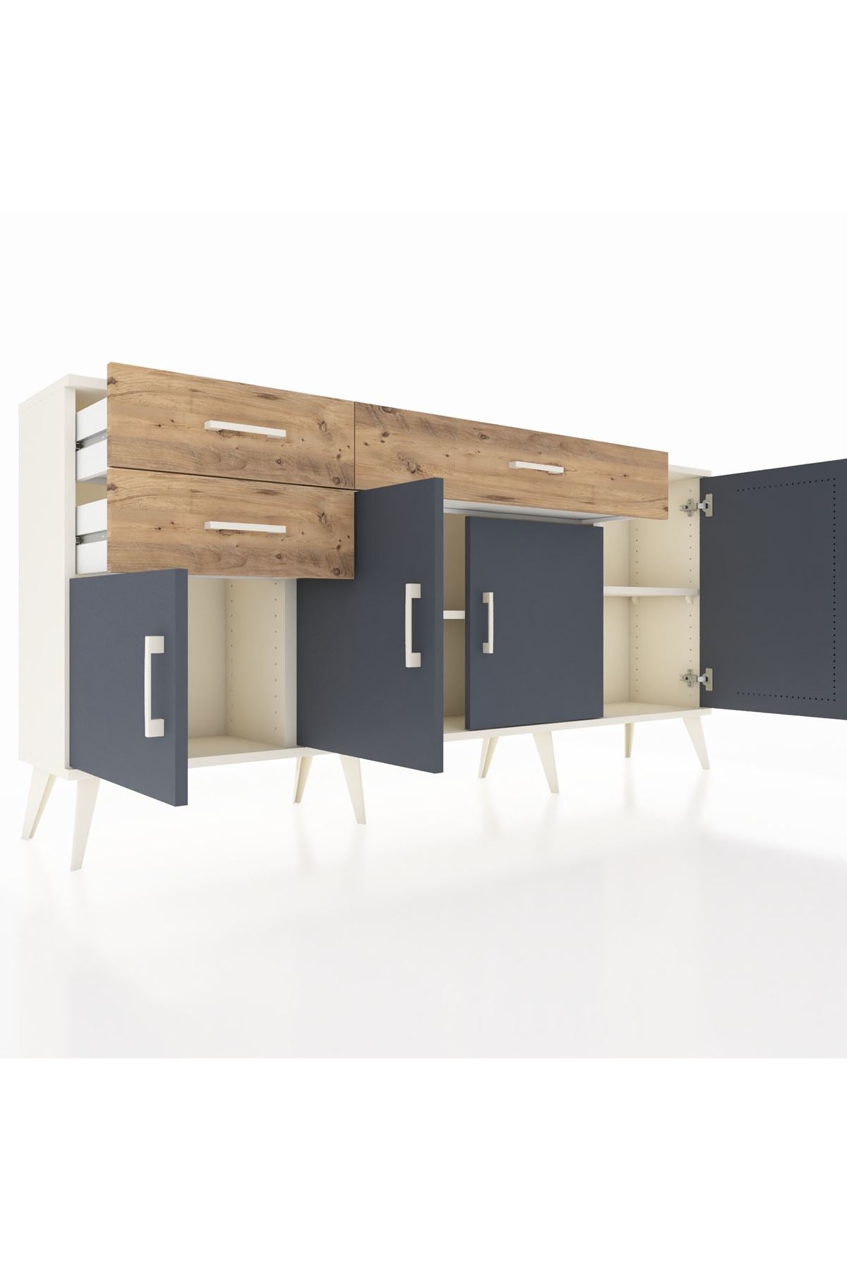 Arges Konsol 3 Raflı 3 Çekmeceli 4 Kapaklı 176x30x83 - S148M025V09A
