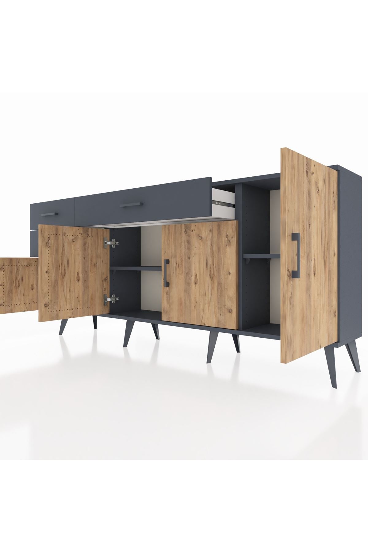 Arges Konsol 3 Raflı 3 Çekmeceli 4 Kapaklı 176x30x83 - S148M025V11A