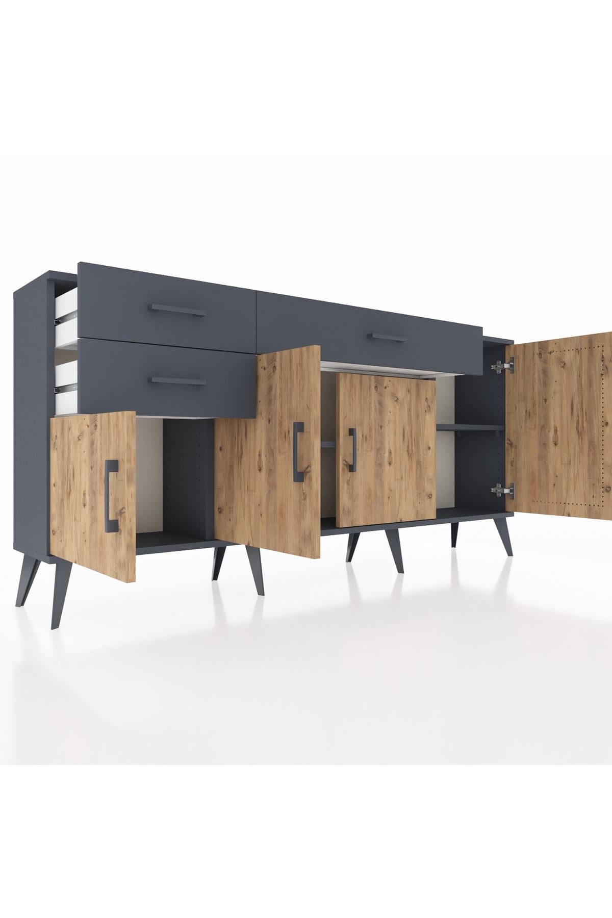 Arges Konsol 3 Raflı 3 Çekmeceli 4 Kapaklı 176x30x83 - S148M025V11A