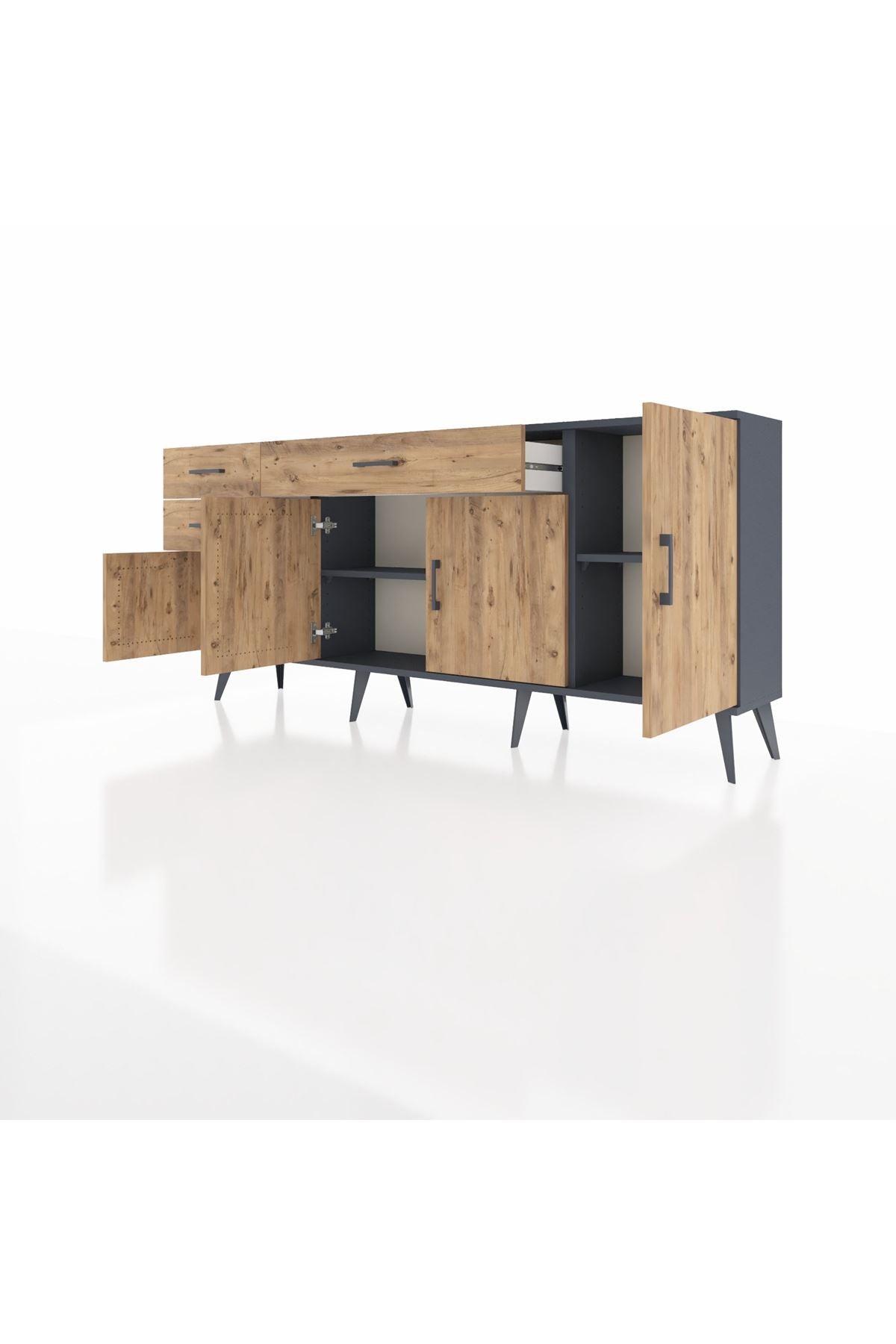 Arges Konsol 3 Raflı 3 Çekmeceli 4 Kapaklı 176x30x83 - S148M025V12A