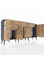 Arges Konsol 3 Raflı 3 Çekmeceli 4 Kapaklı 176x30x83 - S148M025V12A