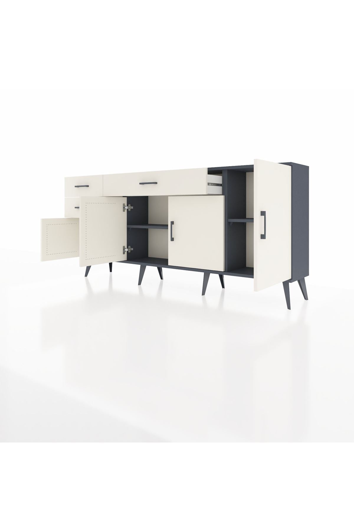 Arges Konsol 3 Raflı 3 Çekmeceli 4 Kapaklı 176x30x83 - S148M025V13A