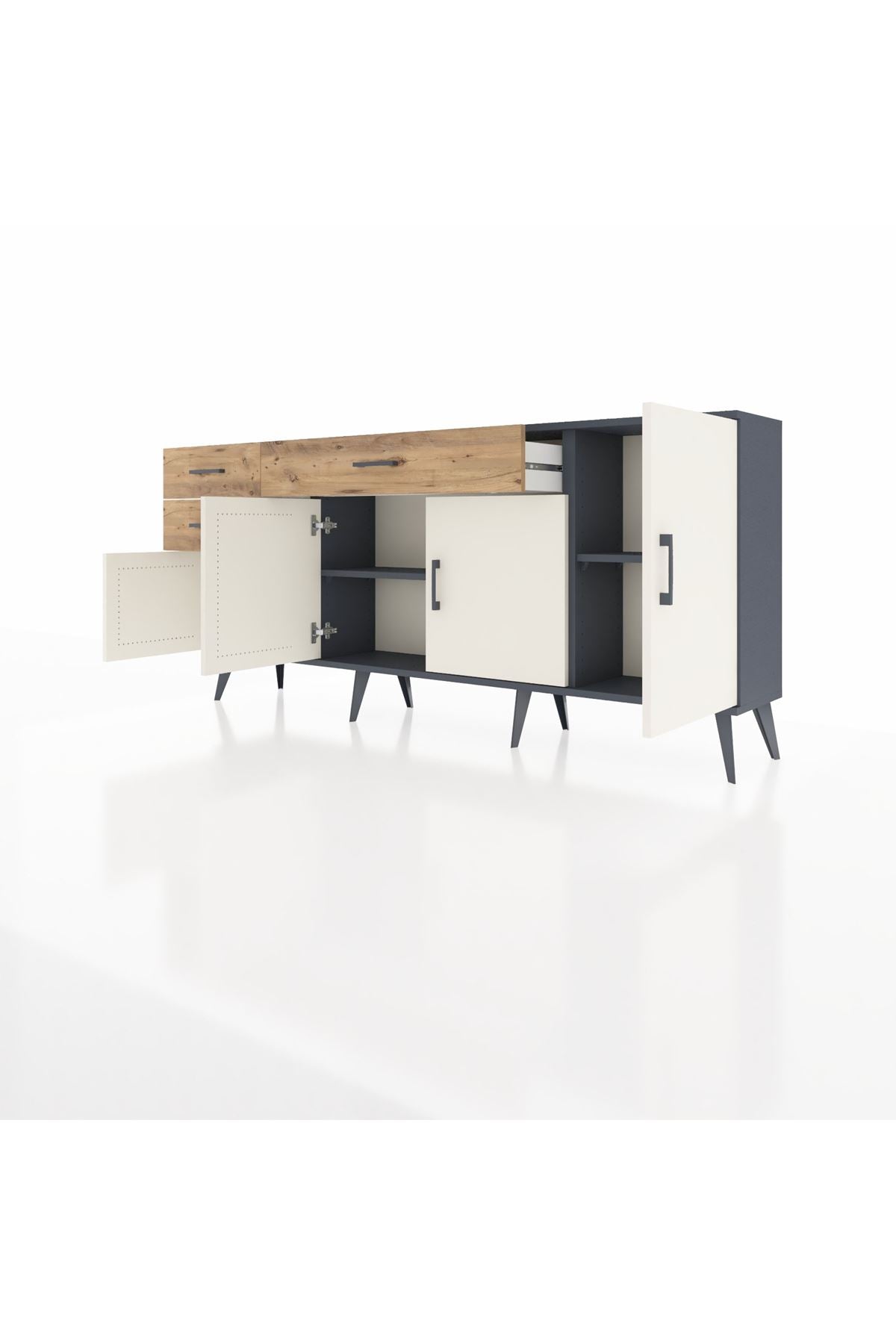 Arges Konsol 3 Raflı 3 Çekmeceli 4 Kapaklı 176x30x83 - S148M025V15A