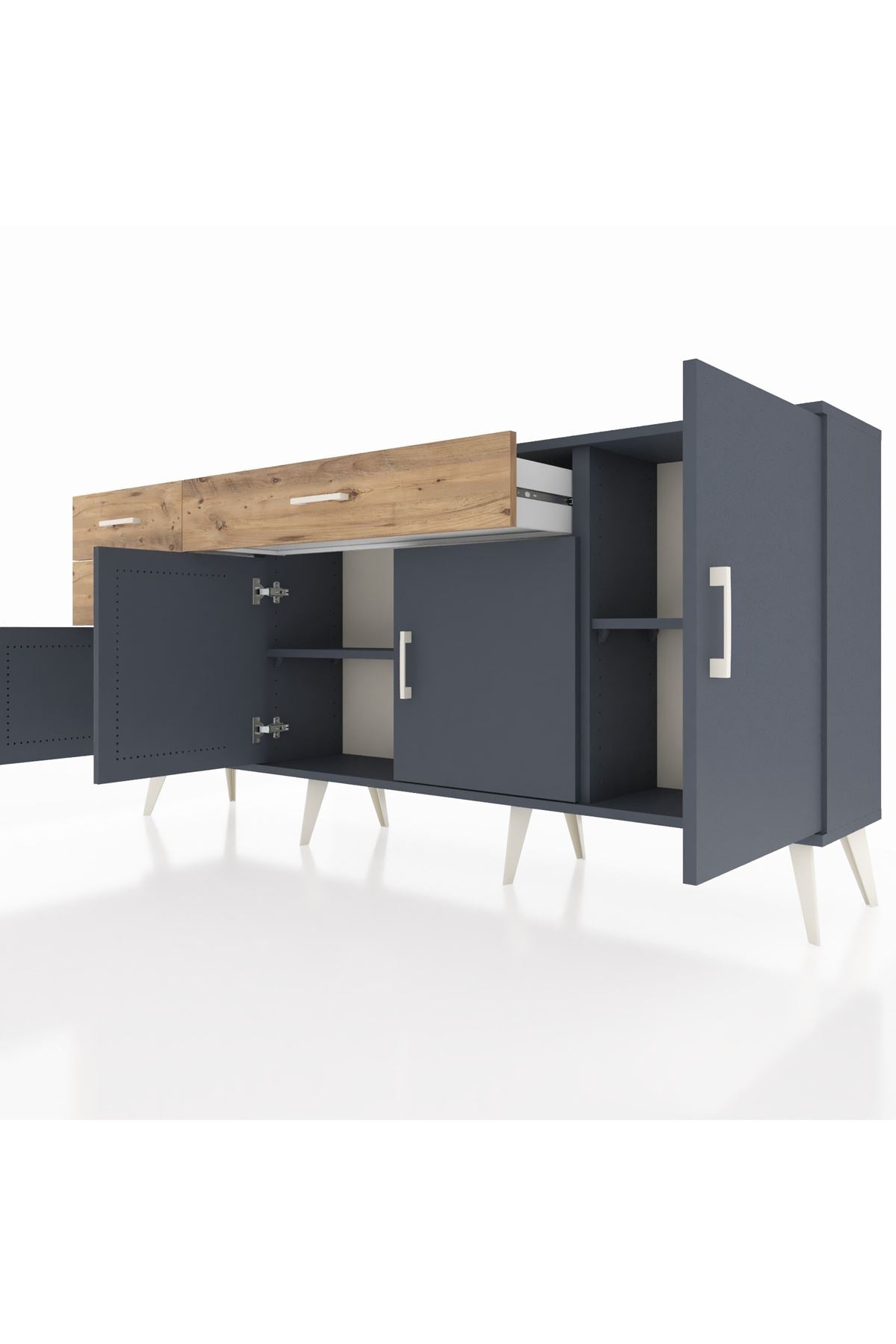 Arges Konsol 3 Raflı 3 Çekmeceli 4 Kapaklı 176x30x83 - S148M025V18A