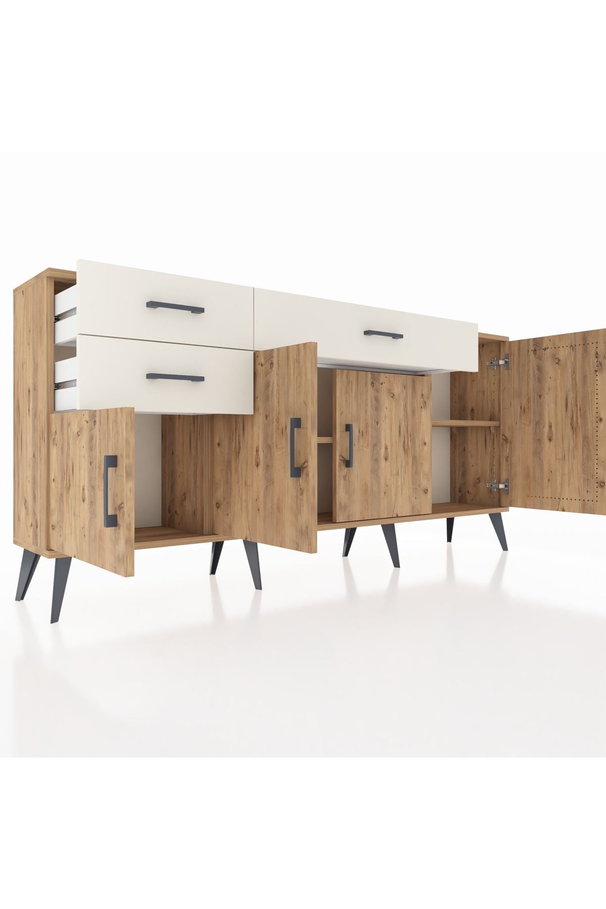 Arges Konsol 3 Raflı 3 Çekmeceli 4 Kapaklı 176x30x83 - S148M025V19A