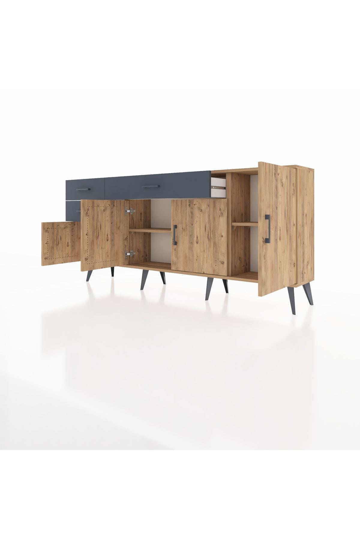 Arges Konsol 3 Raflı 3 Çekmeceli 4 Kapaklı 176x30x83 - S148M025V20A