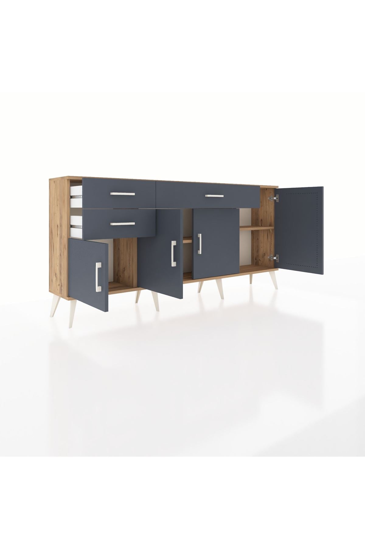Arges Konsol 3 Raflı 3 Çekmeceli 4 Kapaklı 176x30x83 - S148M025V26A