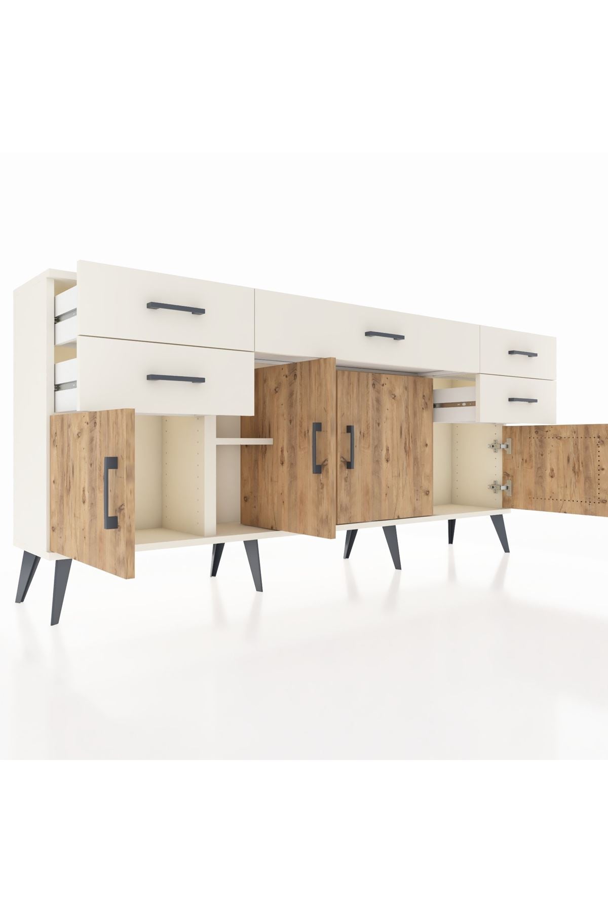 Arges Konsol Tek Raflı 5 Çekmeceli 4 Kapaklı 176x30x83 - S148M026V01A