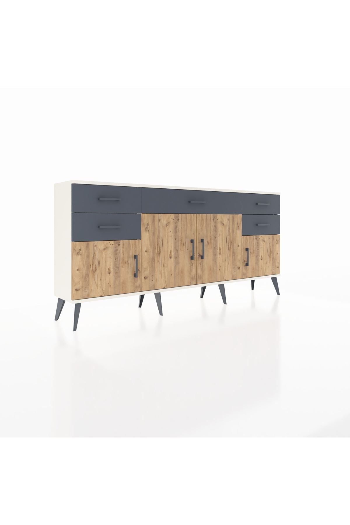 Arges Konsol Tek Raflı 5 Çekmeceli 4 Kapaklı 176x30x83 - S148M026V02A