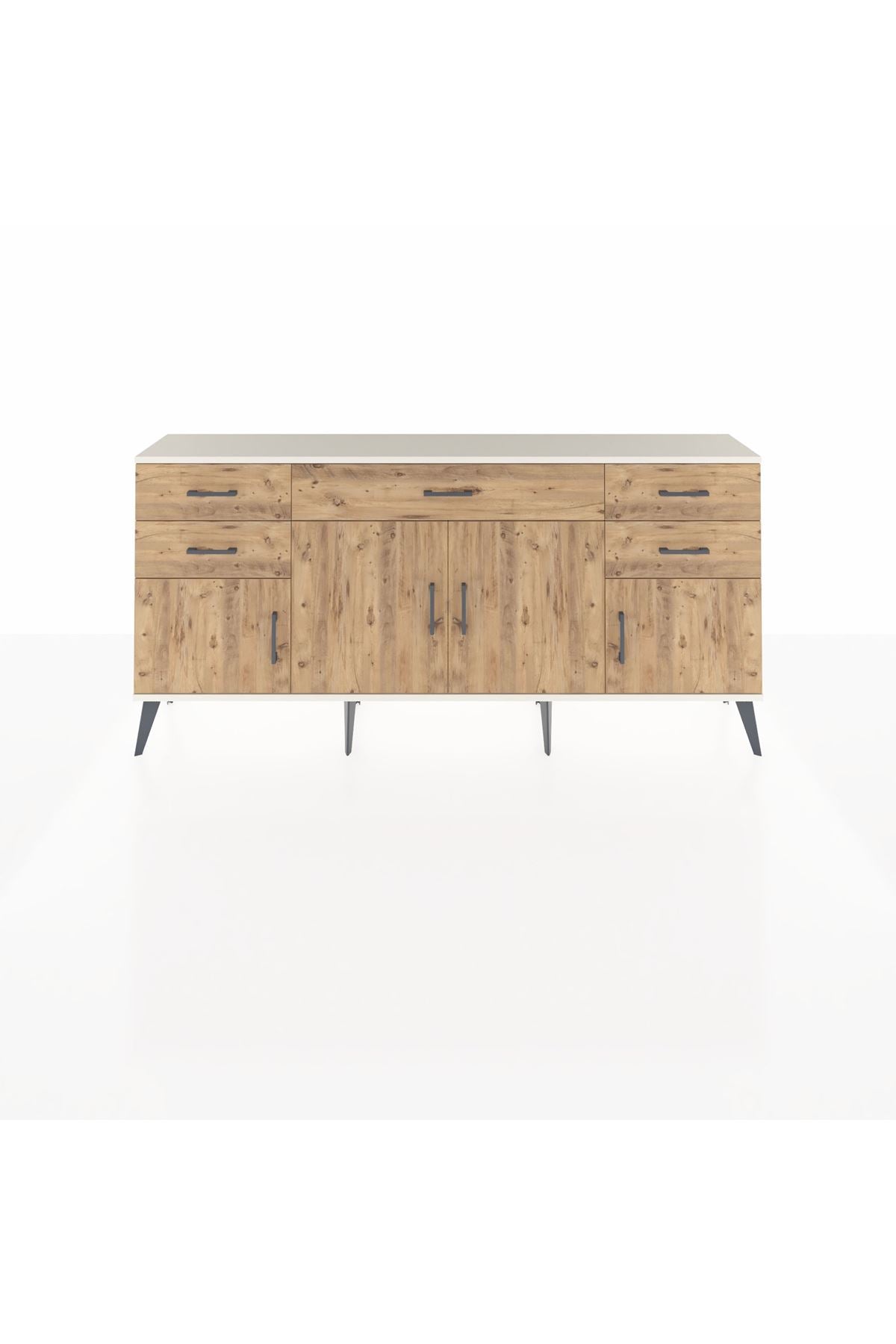 Arges Konsol Tek Raflı 5 Çekmeceli 4 Kapaklı 176x30x83 - S148M026V03A