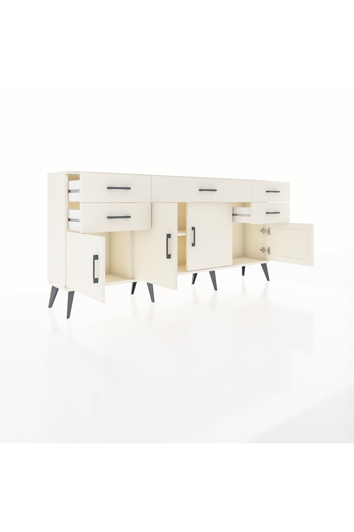 Arges Konsol Tek Raflı 5 Çekmeceli 4 Kapaklı 176x30x83 - S148M026V04A